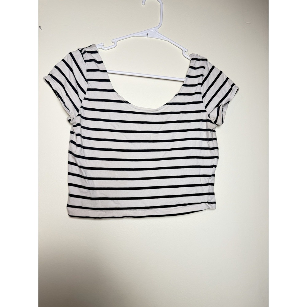 Y2K Vintage Charlotte Russe Striped Baby Tee Scoop Neck Top Size L